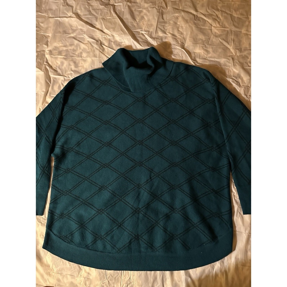 Liz Claiborne Women's Sweater XXL New W Tags Turtleneck Green & Black Pullover